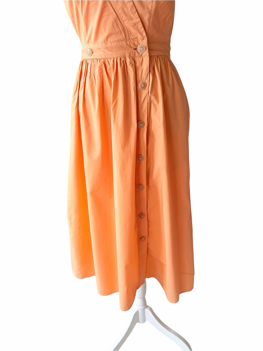 J. Crew Bright Orange Sleeveless Wrap-Front Midi Dress - Picture 2 of 7